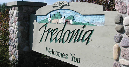 Sign saying 'Fredonia Welcomes You'