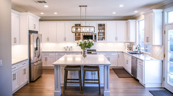 beautiful kitchen with clean windows